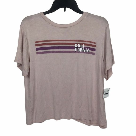 Stunner California T Shirt Womens M Tulip Open Back Pink Cropped Short Sleeve - Picture 1 of 3
